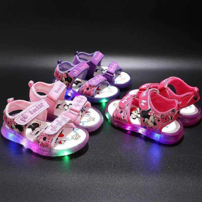 C Fashion Boutique Summer Children's Sandals Led Lighting Kids Shoes Printed Cartoon Cute Baby Girl