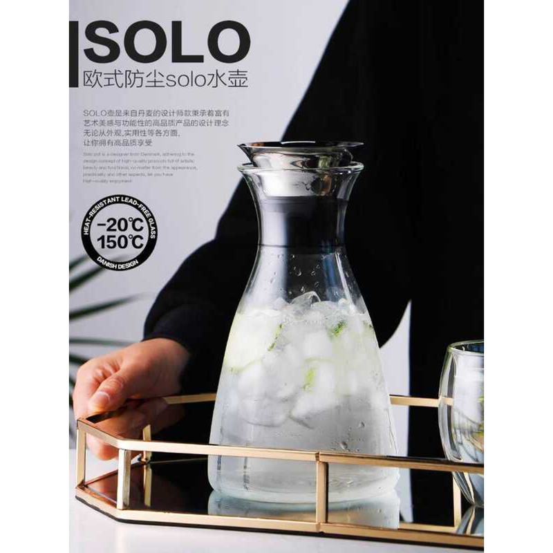 สไตล์นอร์ดิก Borosilicate สูงทนอุณหภูมิสูงแก้วใสกาต้มน้ําเย็นในครัวเรือนกาต้มน้ําเย็นความจุขนาดใหญ่น