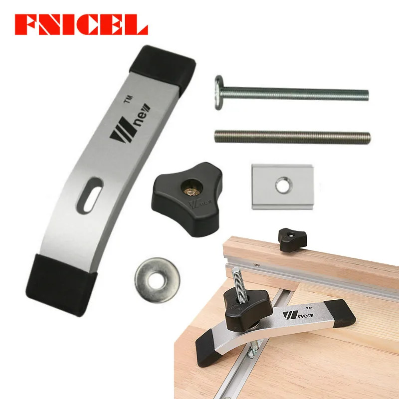 Woodworking T Track Slider M8 T Screw M8 Nut Saw Table Acting Hold Down Clamp for T-Slot T-Track Wo