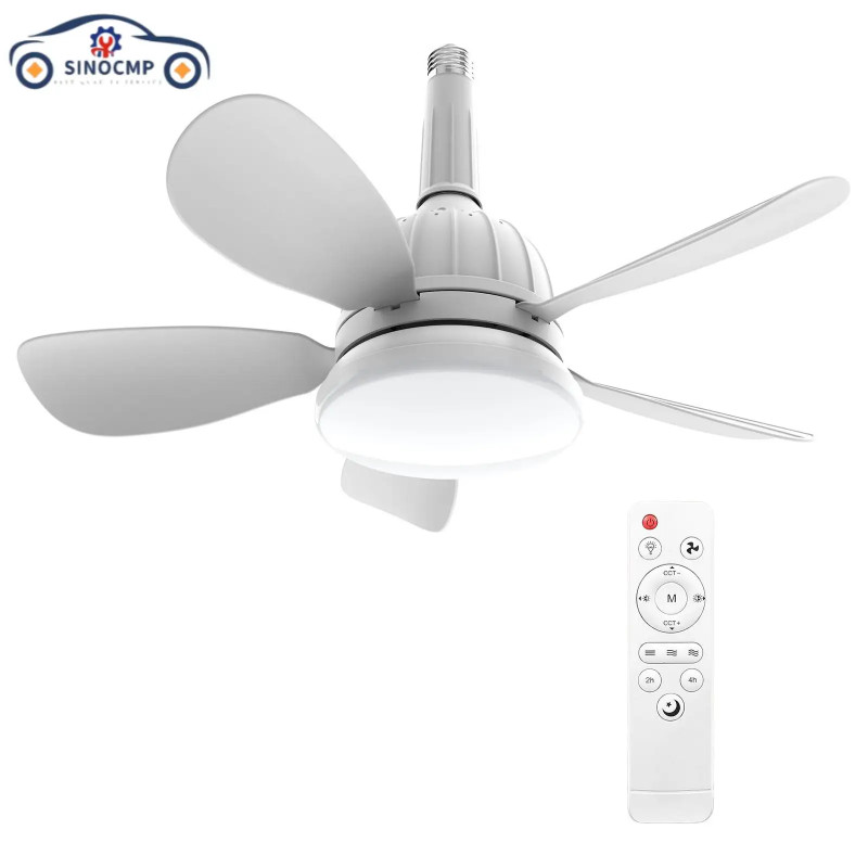 Socket Fan Light with Remote 3000K-6500K Screw in E26 Base for Bedroom Living Room Kitchen Garage L