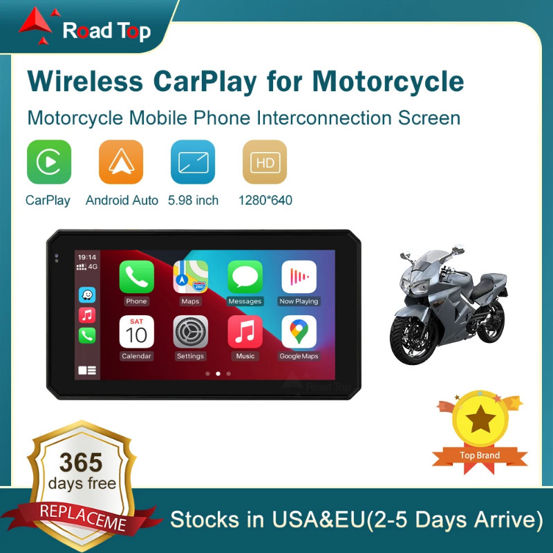 5.98 Inch Portable GPS Navigation Motorcycle Waterproof Carplay Display Motorcycle IPX7 GPS Screen