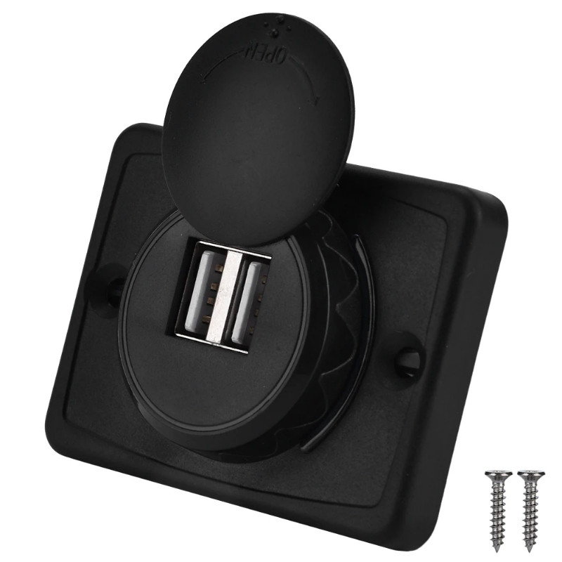 3.1A USB  USB  Socket Car USB  3.1A Car Dual Black ABS USB Port  Socket Outlet 12V LED Waterproof
