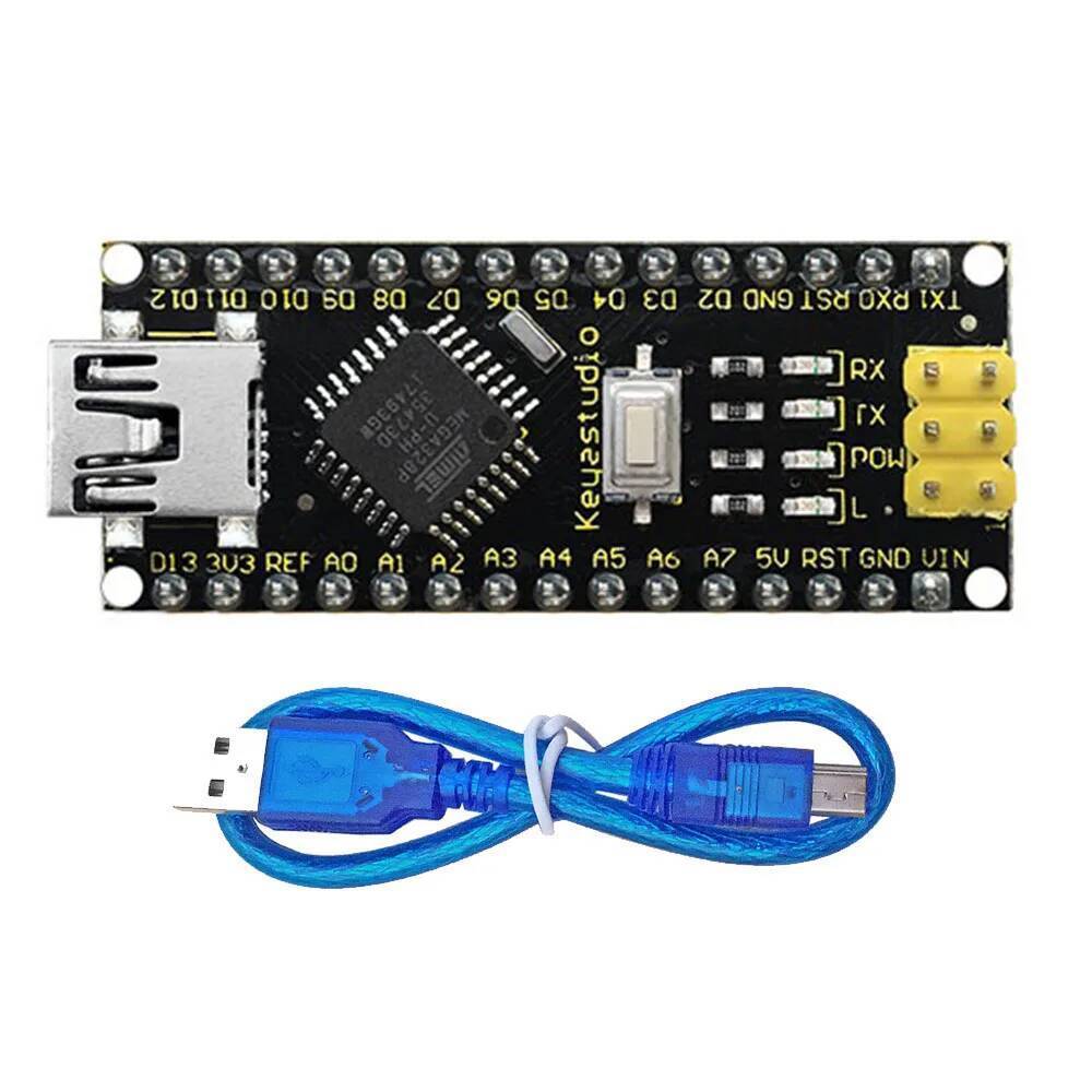 Keyestudio 5V CH340 Nano Controller Board สาย USB เข้ากันได้กับ Arduino NANO (สีดําและเป็นมิตรกับสิ่