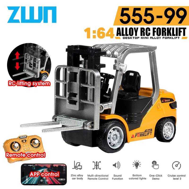 C ZWN 1:64 Remote-Controlled Alloy Forklift Engineering Vehicle Tabletop Toys RC Forklift Model Col