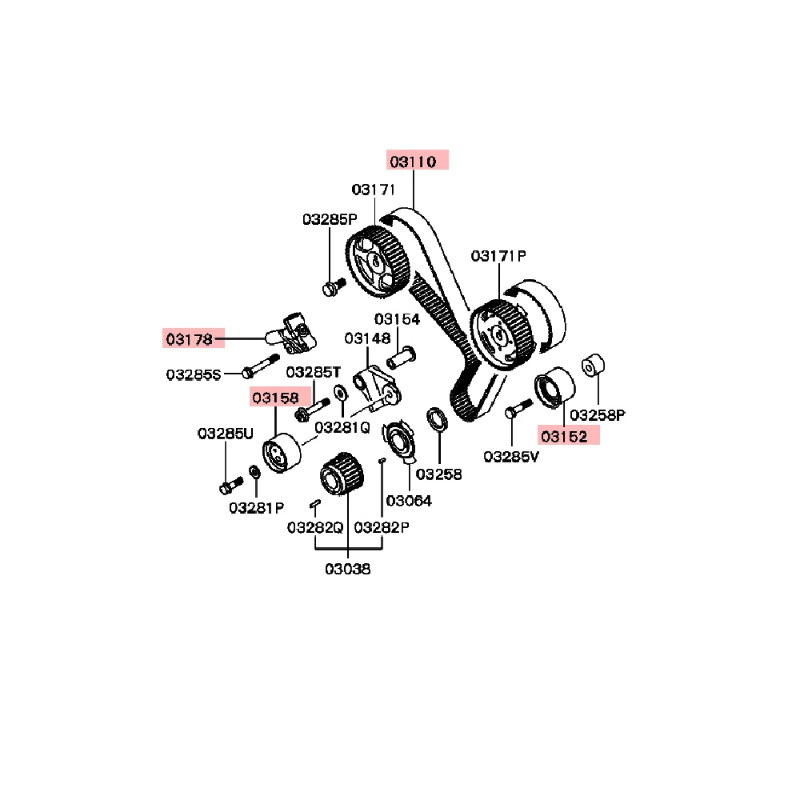 6G72 Time gauge Kit Genuine Timing Suit Timing belt For Mitsubishi Pajero SPORT V33 V43 K96W MD3074