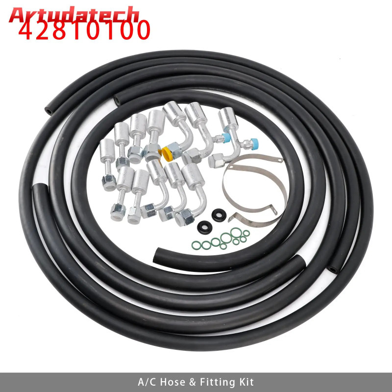 Artudatech 42810100 A/C Hose & Fitting Kit AN6/AN8/AN10 Hoses, Straight & 90° Fittings