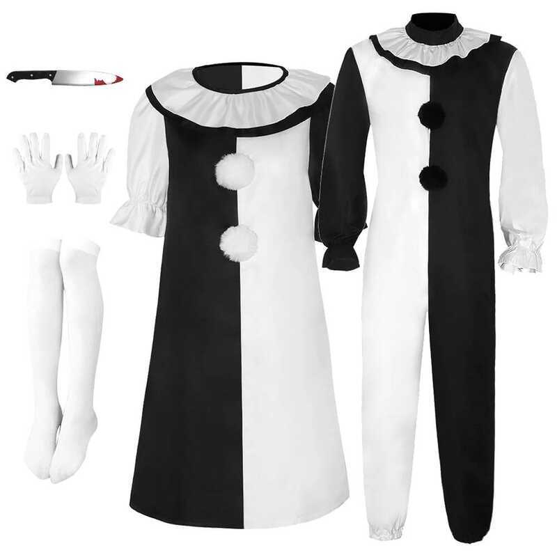 C Art The Clown Cosplay Movie Terrifier Cosplay Costume Joker Clown Disguise Jumpsuit Halloween Fan