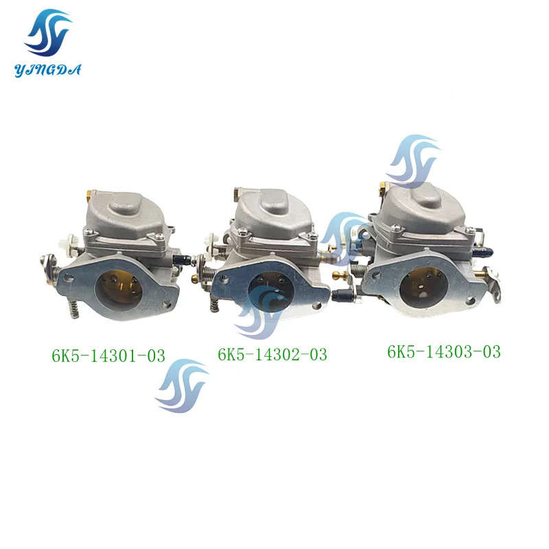 6K5-14301-03, 6K5-14302-03, 6K5-14303-03 Carburetor Kit For Yamaha 60HP E60M T60 Outboard Engine Pa