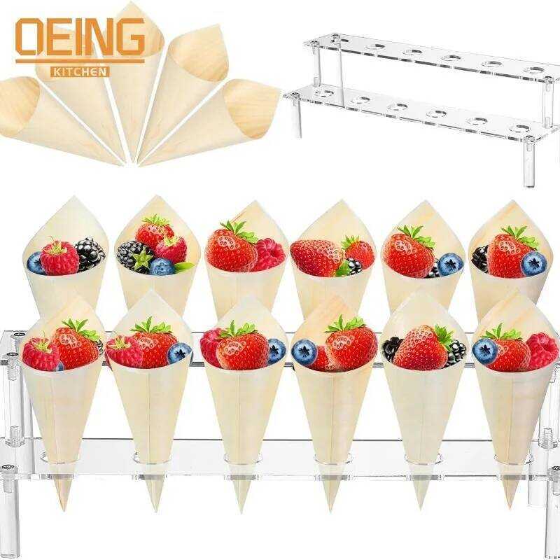 C Ice Cream Pastry Transparent Acrylic Display Rack With Double-Layer Dign Bracket Holiday Birthday