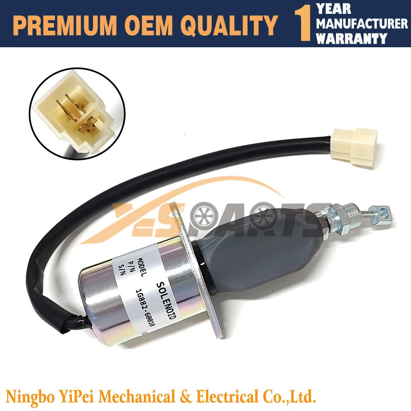 Fuel Stop Solenoid Vavle 1G882-60010 12V for Kubota Generator Set SA-4572-12 SQ1120 SQ1140 SQ1150