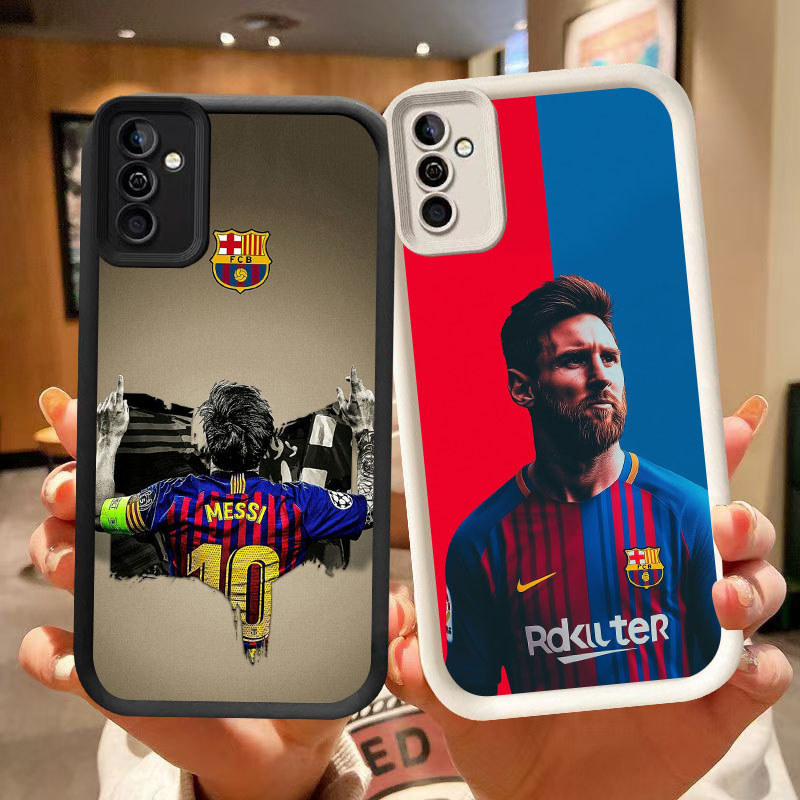 DJ-27 Legendary messi Silicone Casing สีดําและสีขาวสําหรับ Samsung A35 A34 S25 S24 A24 A17 A26 A25 F