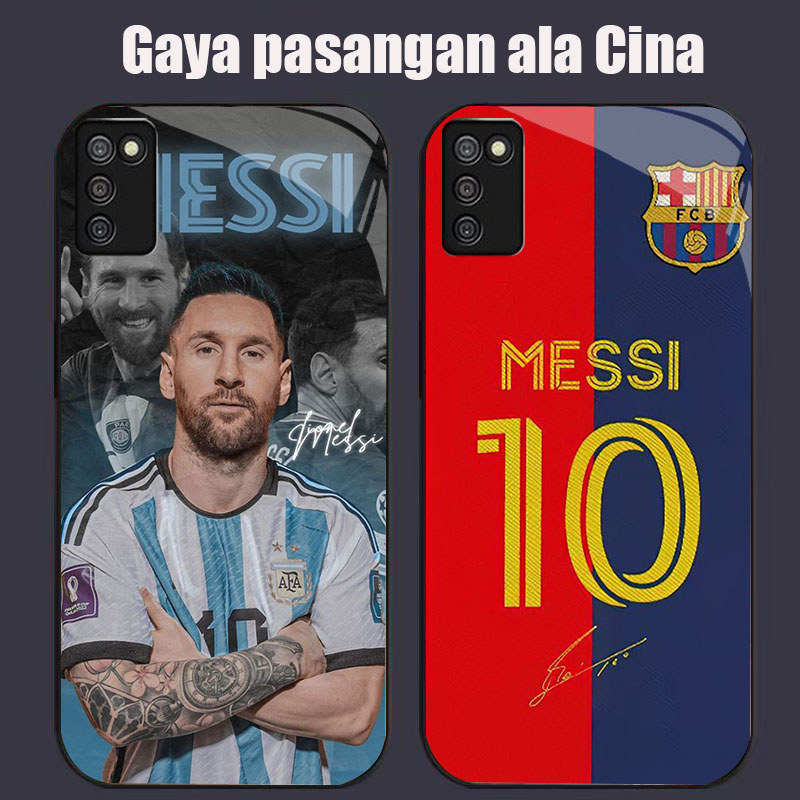 DK-84 FC Messi Casing GLASS soft frame สีดํา Samsung A02S M02S A03S 164mm A51 166mm A71