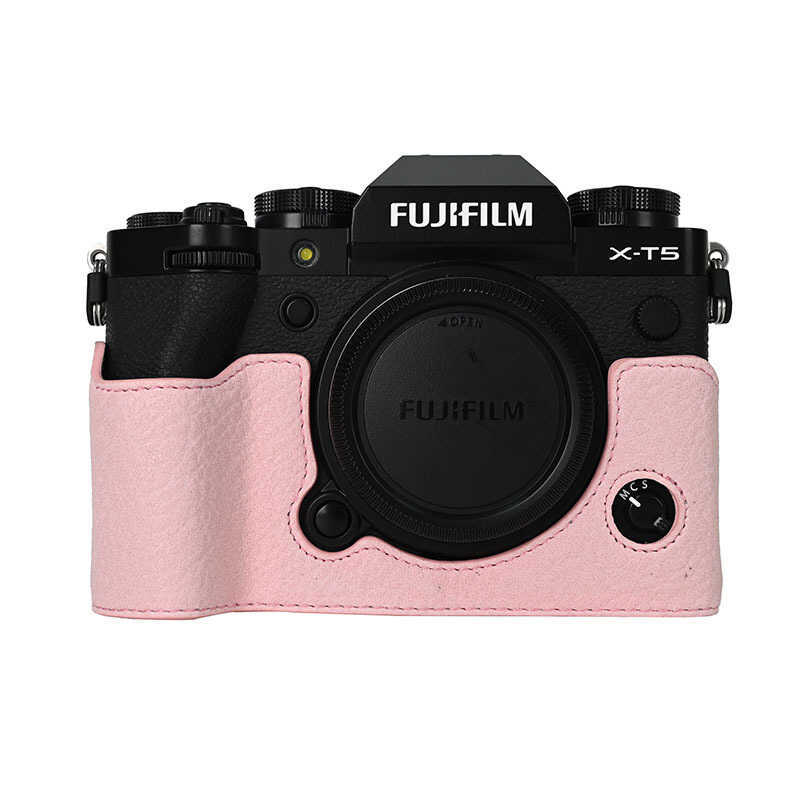 เหมาะสําหรับ Fuji XT5 Classic Style Lychee Pattern pu Dock Camera Half Case