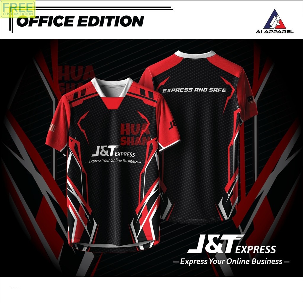 พารามา!! | Original Jnt Express Jersey พิมพ์เต็ม Cool J&t Package Courier Driver เสื้อผ้า 4