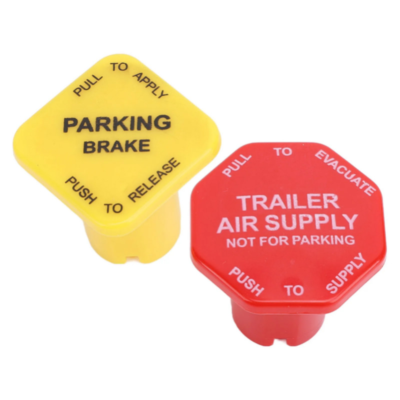 Parking and Air Brake Knobs 298818 Yellow Semi Truck Parking Brake Knobs Red Trailer Air Brake Knob
