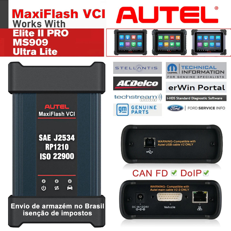 Autel VCI MaxiFlash VCI Dongle J2534 ECU Programmer Work with OEM Automaker GM Techline Software Re