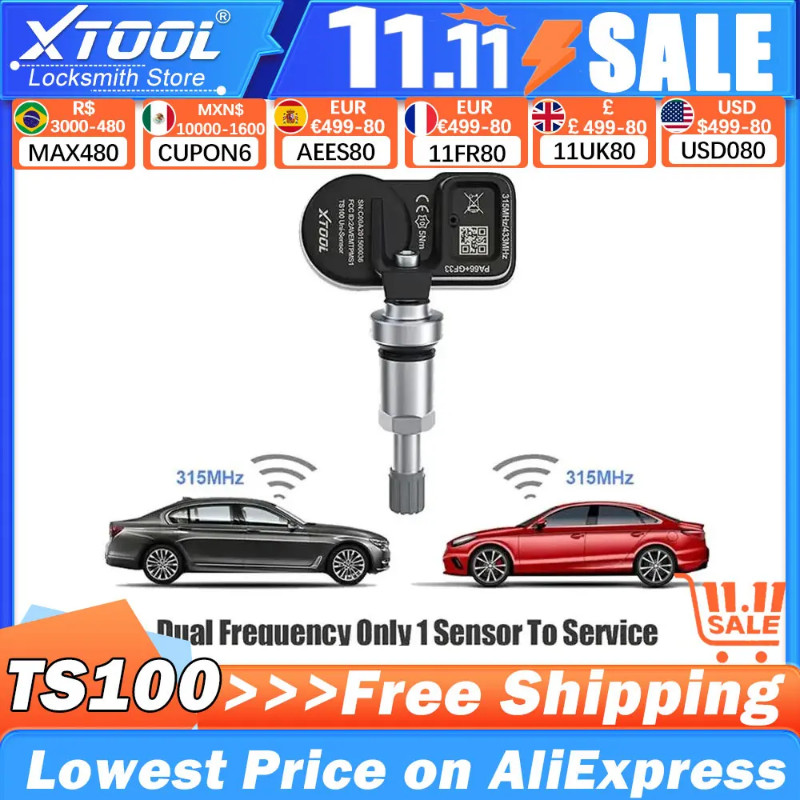 XTOOL TS100 Sensor 433 315MHZ TPMS Sensor Tire Repair Tools TPMS Scanner Pressure Monitor Tester Pr