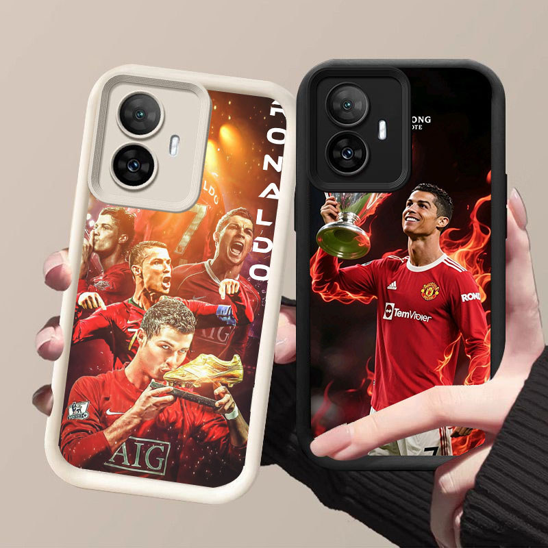 HK-57 FC Ronaldo ปลอกกันกระแทกสําหรับซิลิโคนสีดําและสีขาว OPPO Realme Reno Narzo 13F C67 F25 11F 11 