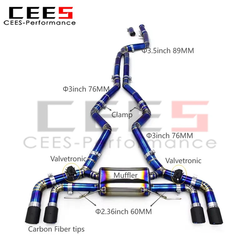 CEES Valvetronic Mufflers Exhaust Catback for BMW M340i M440/M440i G22 3.0T 2019-2024 Titanium Spor