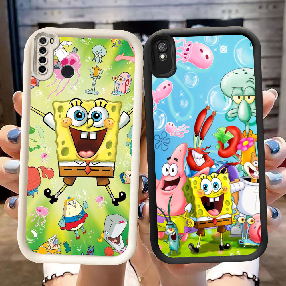 DJ-47 spongebob Silicone Casing สีดําและสีขาวสําหรับ Redmi Note 6A 7 9T 9A Pro