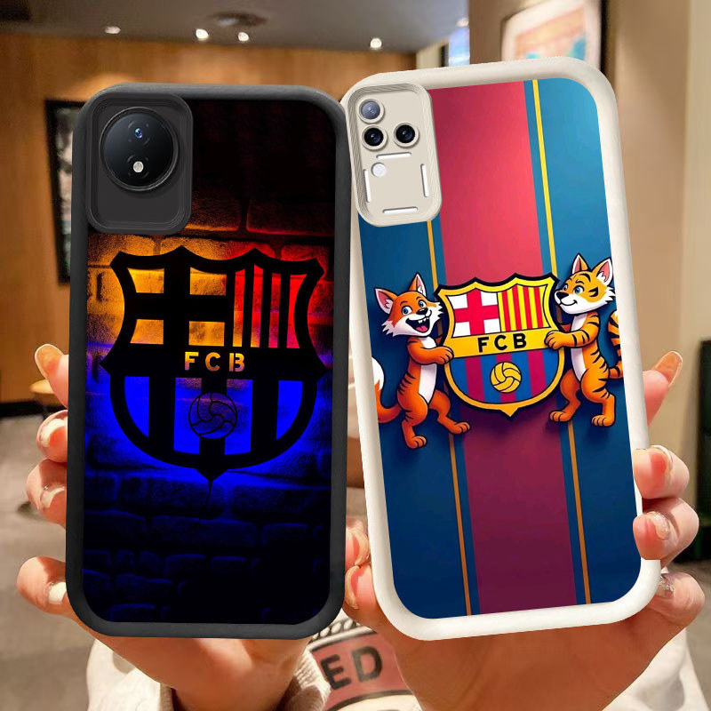 DK-62 FC โลโก้บาร์เซโลน่าปลอกซิลิโคนสีดําและสีขาวสําหรับ VIVO Y29 Y02a V50 V30E V30 T4 Y02 Y02t Pro 