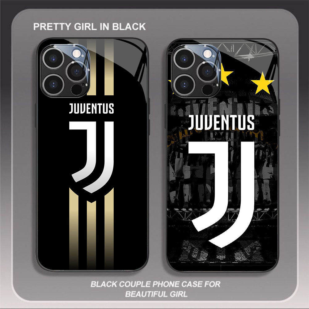 HK-31 Juventus FC Glass KACA Casing สําหรับ iPhone 14 15 Plus Pro Max