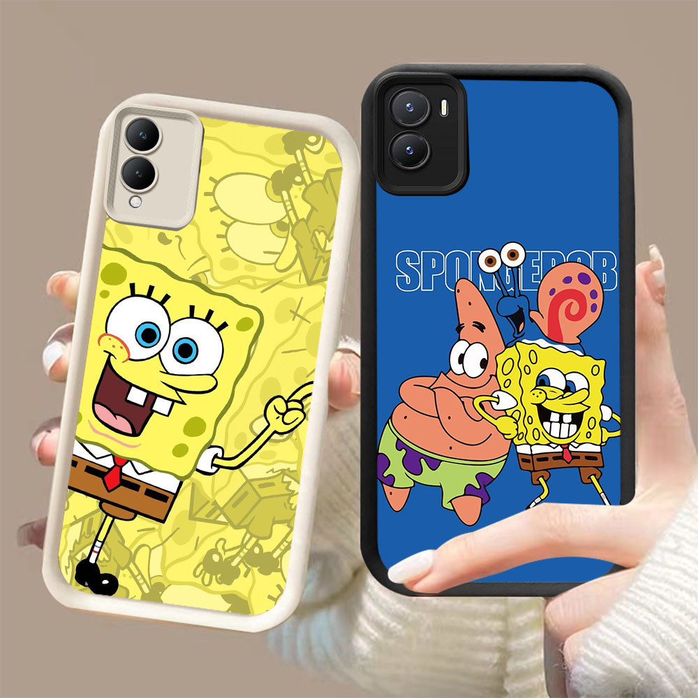 DJ-47 spongebob ปลอกซิลิโคนสีดําและสีขาวสําหรับ VIVO IQOO Z10 Y56 Y35 Y17S V60 Y28 2024 5G