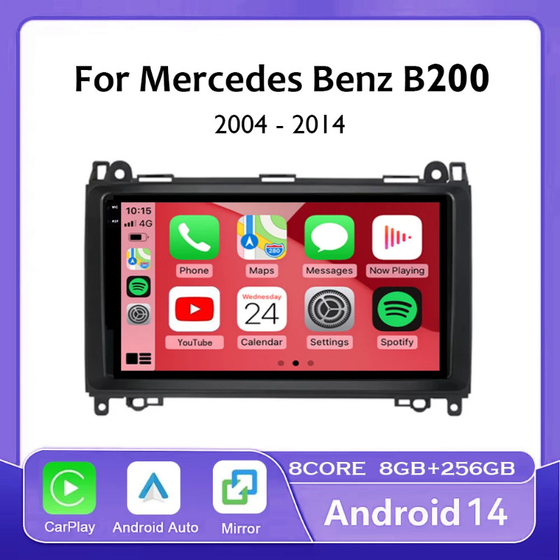 Carplay Car Radio Android 14 For Mercedes Benz B200 W169 W245 Viano Vito W639 Sprinter W906 Navigat