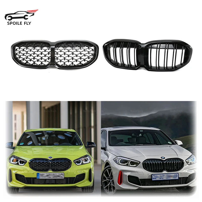 For BMW 1 Series F40 116i 118i 120i 128ti M135i xDrive 2019-2022 Glossy Black Car Racing Grills Fro