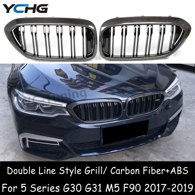 M5 F90 Carbon Fiber +ABS Front Bumper Grille For BMW 5 Series G30 G31 & M5 F90 Pre-Lci 520i 530i 54