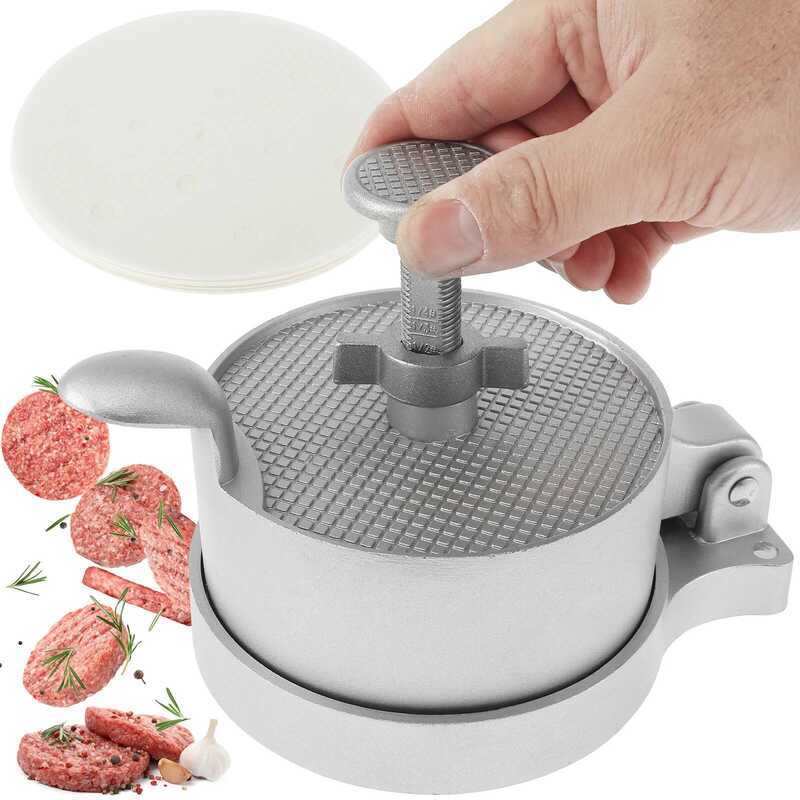 C Burger Press With 100 Patty Paper Adjustable Thickness Burger Press Patty Maker Non-Stick Burger