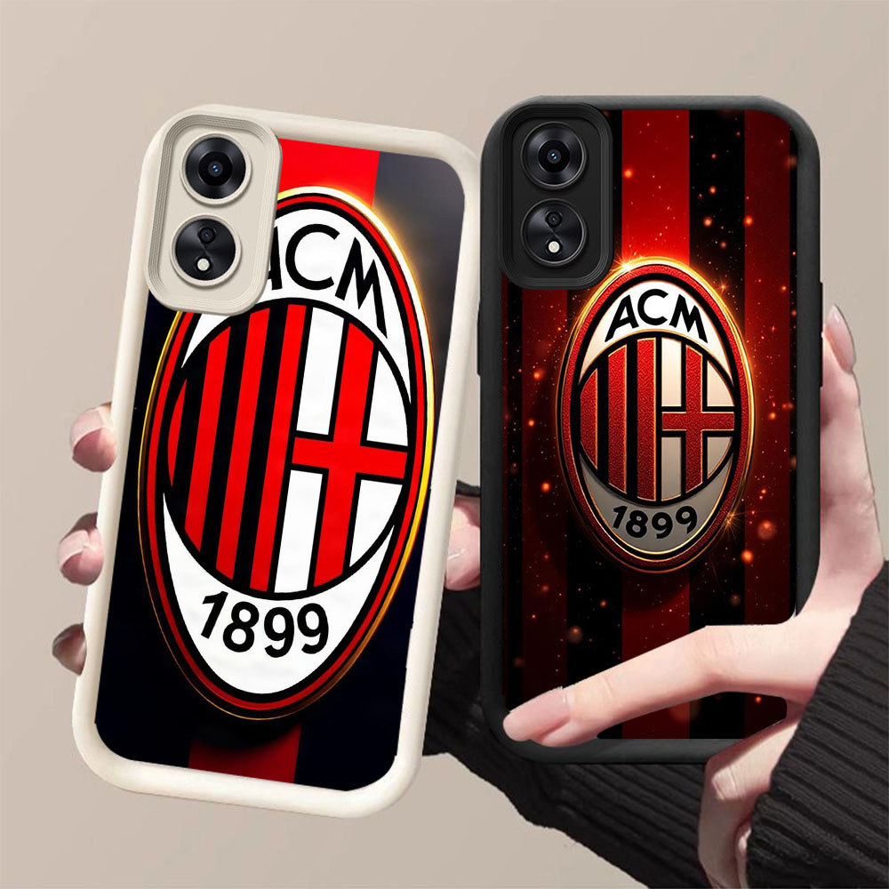 DK-53 AC Milan ปลอกซิลิโคนสีดําและสีขาวสําหรับ OPPO A98 A18 A38 A17K A78 A60 F23 A58 5G 4G