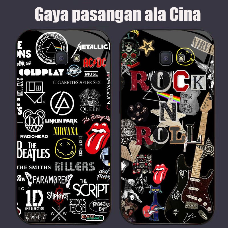 DJ-41 Rock Band Casing GLASS soft frame สีดํา Samsung Note S24 J7 FE J4 S25 Core 9 J6 Prime Pro Plus