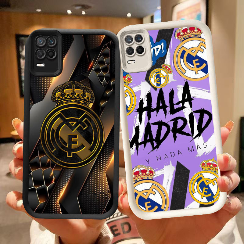 DK-78 Real Madrid FC ปลอกซิลิโคนสีดําและสีขาวสําหรับ OPPO Realme Narzo 30 A54 8S V13 8 Q3 Pro 5G