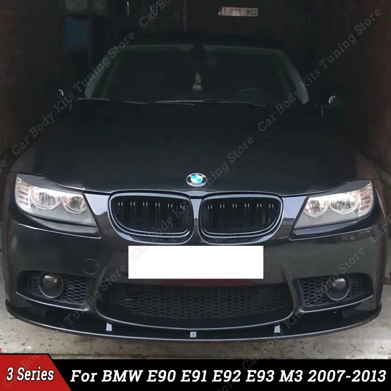 For BMW 3 Series E90 E91 E92 E93 M3 2007-2013 Gloss Black Front Bumper Lip Splitter Spoiler Diffuse