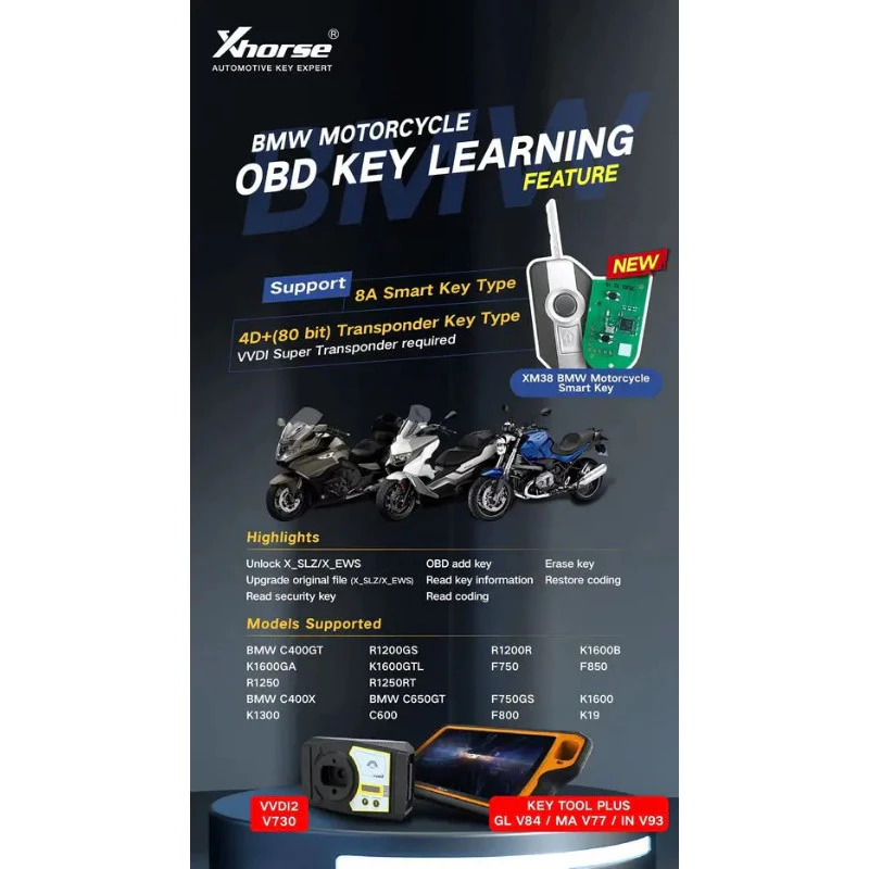 Xhorse BMW Motorcycle OBD Key Learning License for VVDI2 and VVDI Key Tool Plus thumbnail 3