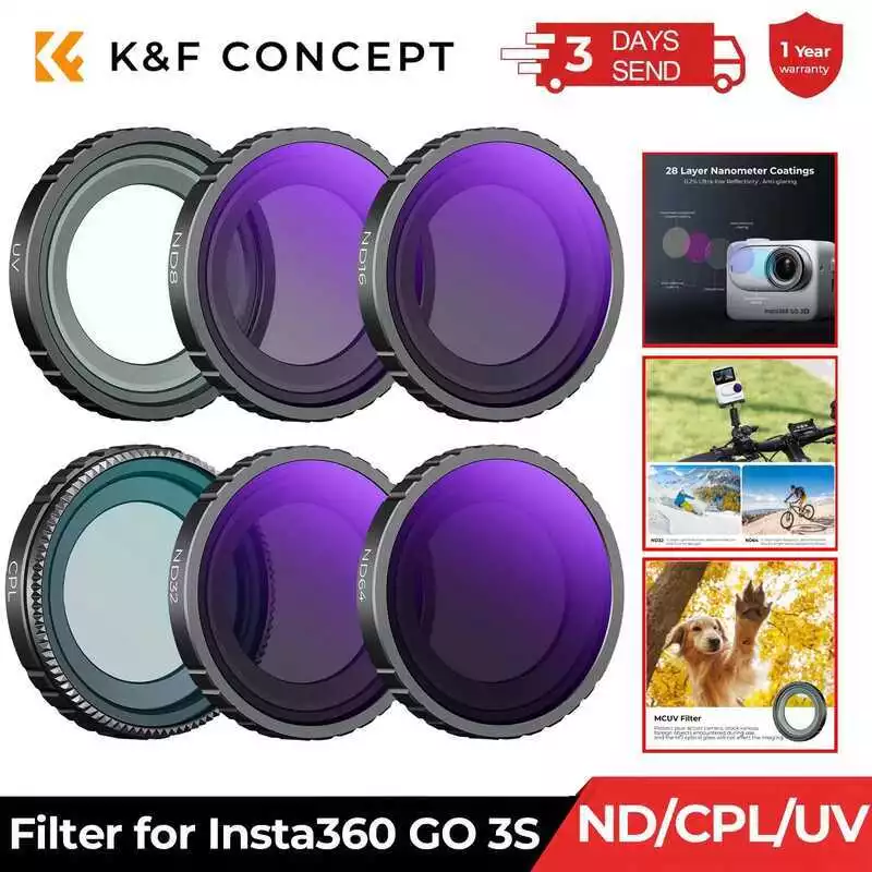 K&F Concept ฟิลเตอร์ CPL UV ND8 ND16 ND32 ND64 สำหรับ Insta360 GO 3S thumbnail 3
