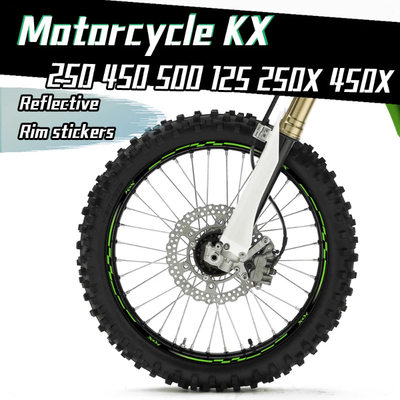 For KX 250 450 500 125 kx250X Kx450X KX250F KX450F Reflective Motorcycle Wheel Sticker Rim Hub Stri