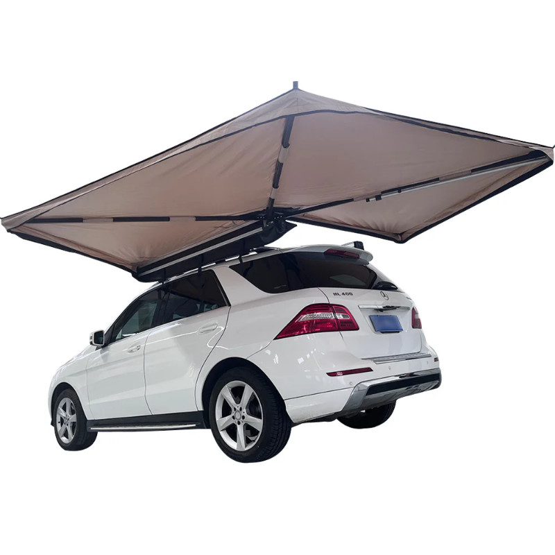 Outdoor Camping Retractable LED 270 Degrees Freestanding Car Side Awning Free Standing (4 Arms)270