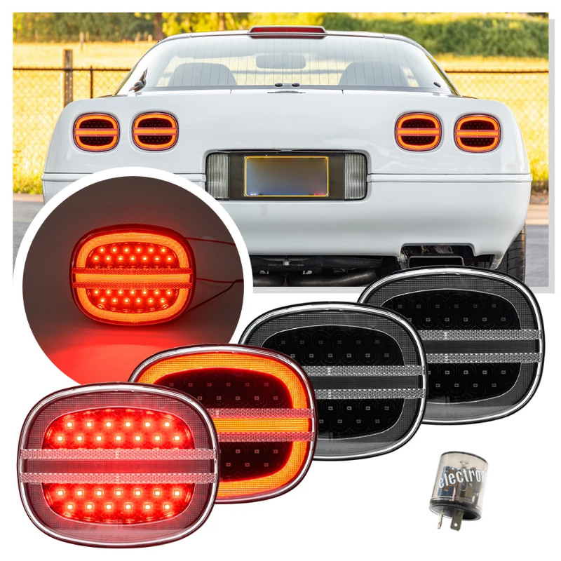 4PCS For Chevy Chevrolet Corvette C4 ZR-1 1991-1996 LED Rear Tail Brake Light Turn Signal light par