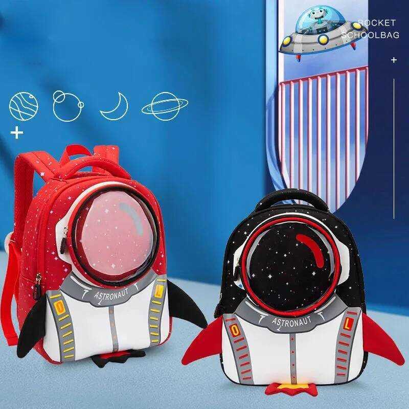 C 3D Rocket Children Backpack Atronaut School Waterproof Cartoon Kid Kindergarten Primary School Fo