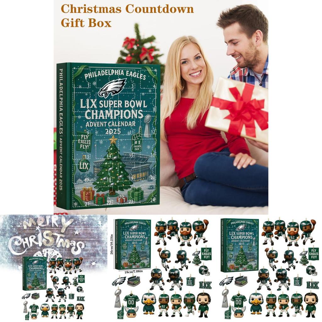 กล่องนับถอยหลัง Eagles Philadelphia สําหรับชิ้นส่วนอะคริลิคสําหรับตามฤดูกาลและตกแต่งของขวัญ