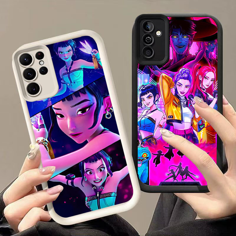 DK-58 Demon Hunter สาวปลอกซิลิโคนสีดําและสีขาวสําหรับ Samsung S21 S25 A26 M15 FE A54 S24 A55 Ultra 5