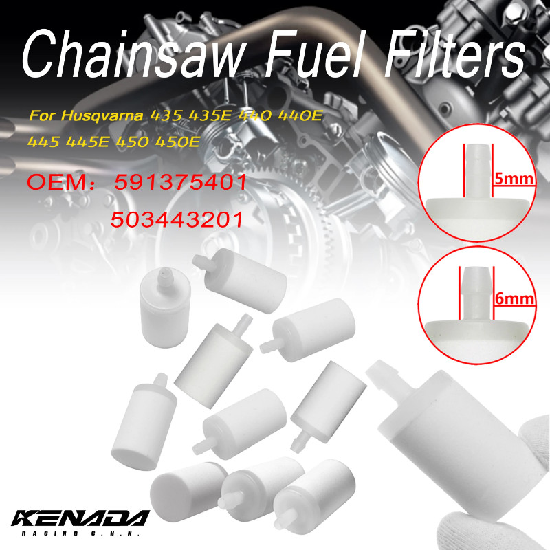 5PCS Chainsaw Fuel Filters 5mm/6mm For Husqvarna 50 55 61 65 66 77 395 435 435E 440 444 450 450E 45