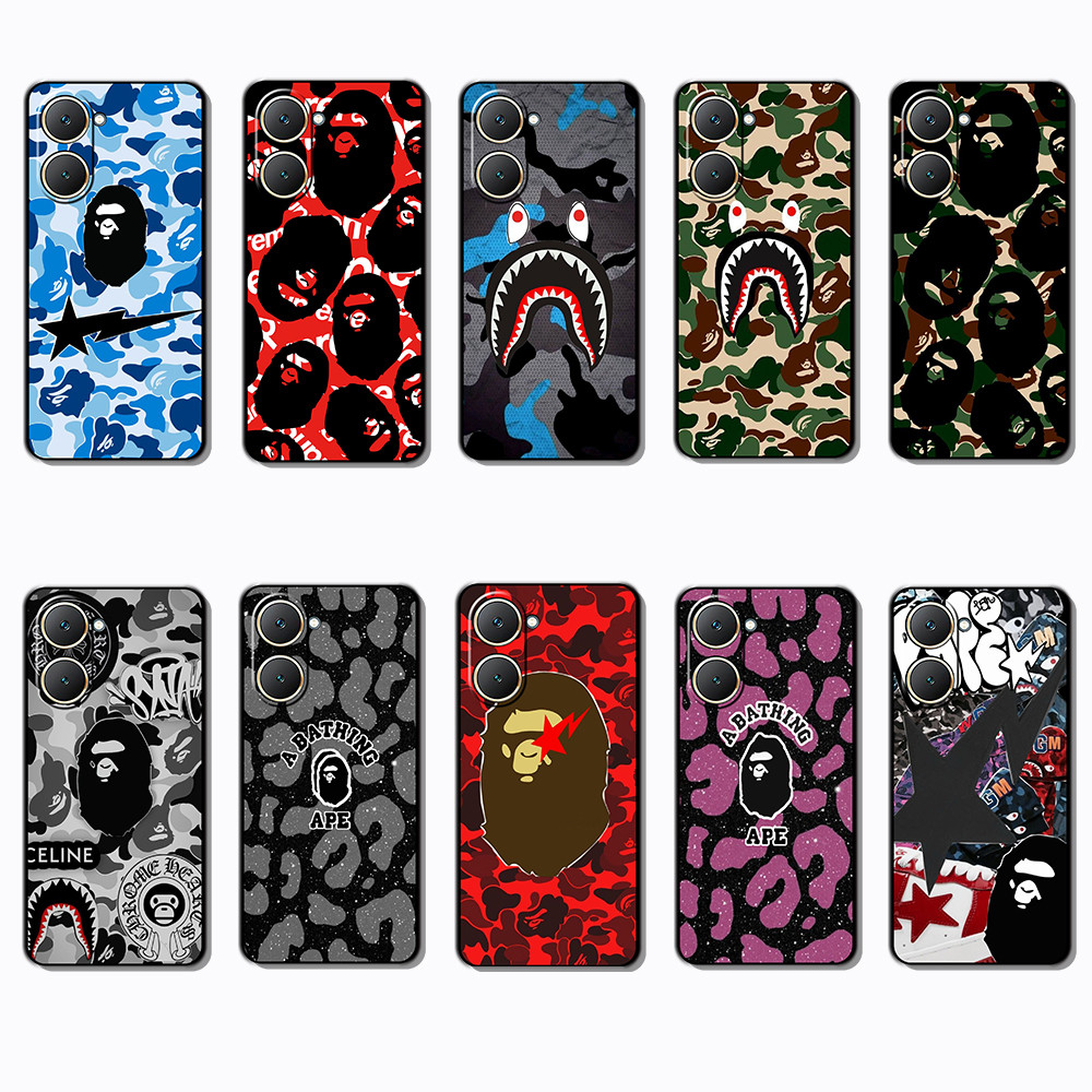 เคสโทรศัพท์สีดํานุ่มสําหรับVivo Y03 Y30T Y18 Y18S Y18E T3 Z9 lite Y37M BF32 Bapeแฟชั่นAnti Fallเคสโท