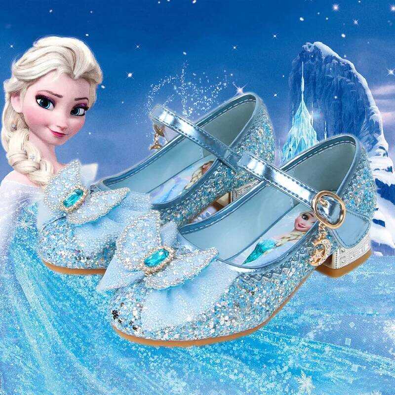 C Girls' Princess Sandals Shoes Children's Shoes Elsa Children's Shoes Girls Fashion Baby Pink Blue