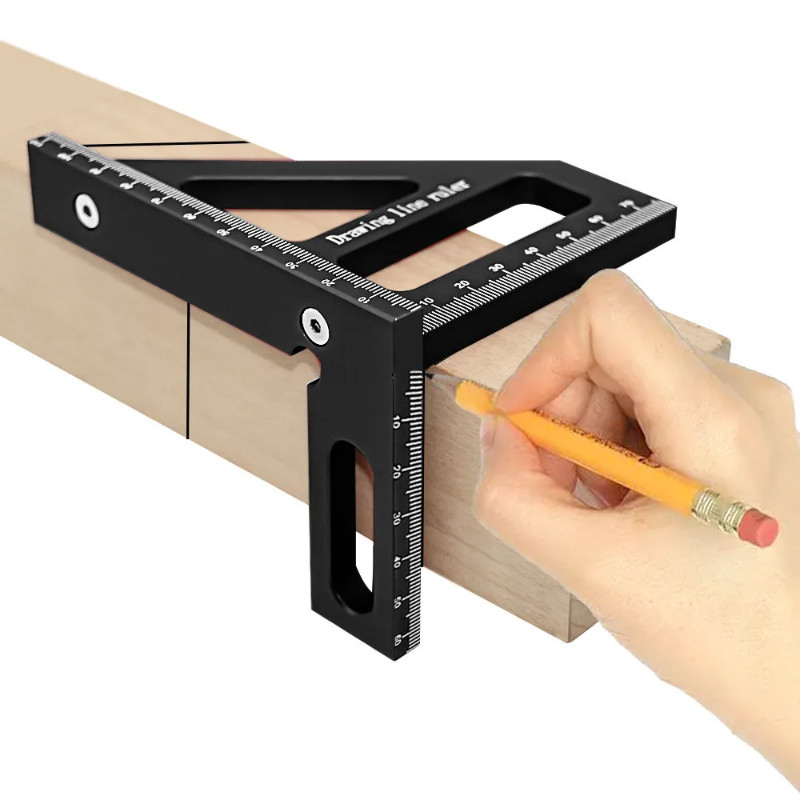 Carpenter Square -Woodworking Square Protractor Aluminum Miter Triangle Ruler 3D Multi Angle 45/90