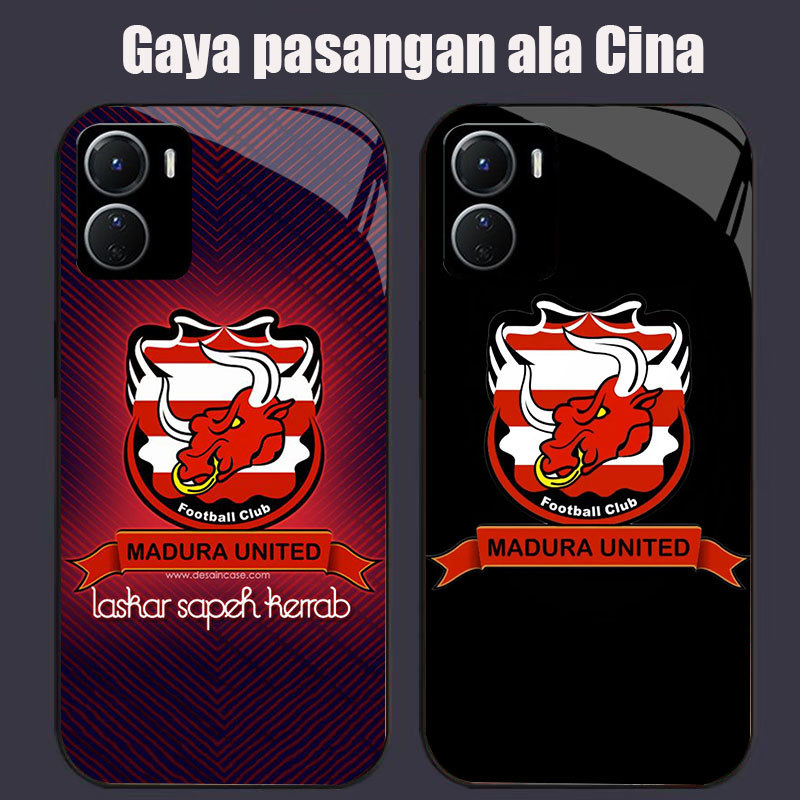 DK-70 Madura United Indonesia FC Casing GLASS soft frame สีดํา VIVO iQOO Y16 Z9X Y17S Y15S Y15A Y56 