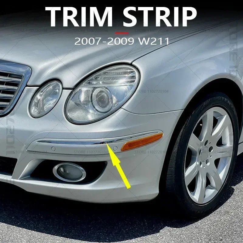 for 2007-2009 W211 Mercedes Benz E320 E350 E550, E63 AMG Front Bumper Molding Chrome Strip Trim 211