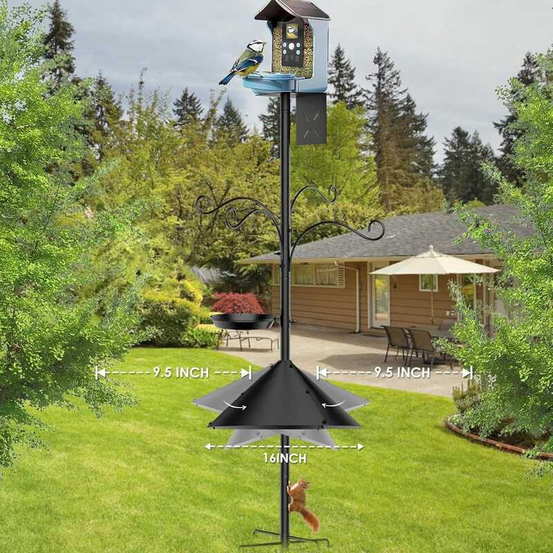 Feeding Bird Rod 92 นิ้ว Anti-Squirrel Baffle Heavy-Duty Bracket Feeding Station กลางแจ้ง Backyard G